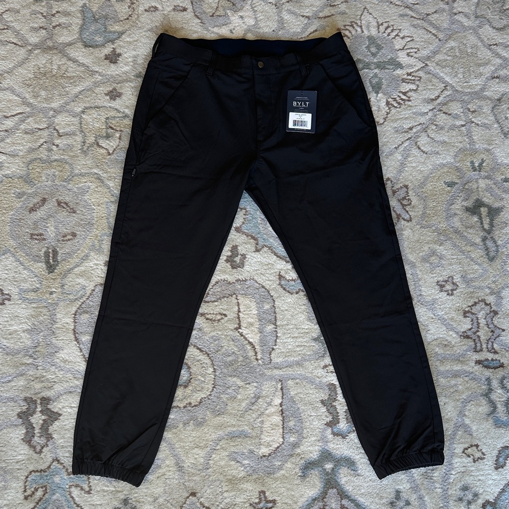 BYLT Premium Basics Kinetic Pant 2.0 Men Black  jogger Athletic Stretch Size 34